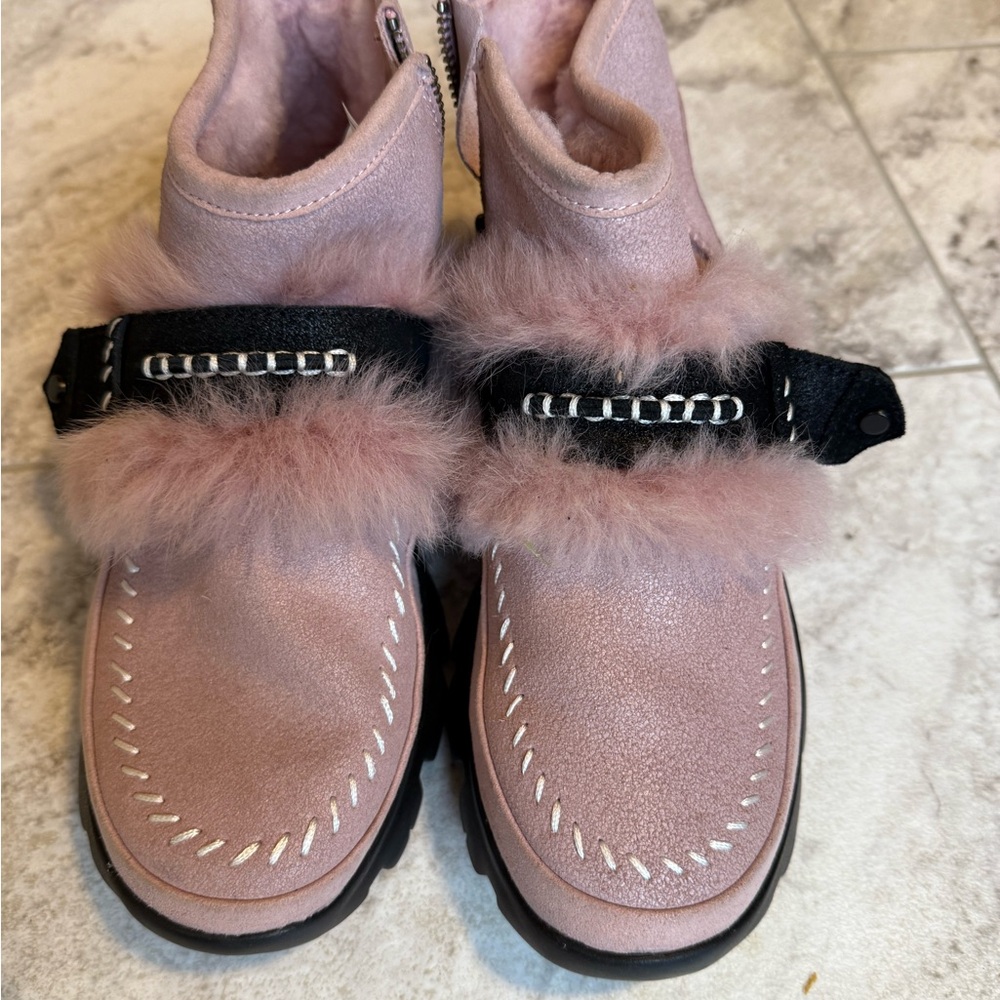 UGG Pink Ankle Boots with Black Accents
